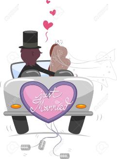 9151194-Illustration-of-a-Newlywed-Couple-Driving-Away-Stock-Illustration-wedding-cartoon
